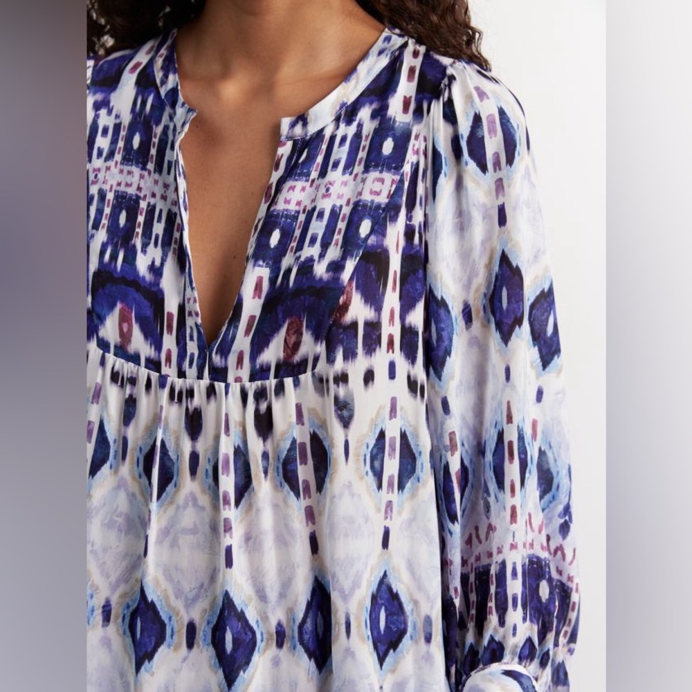 Gerard Darel Colette Ikat Print Blouse, Indigo/Multi Size 1 (XS)